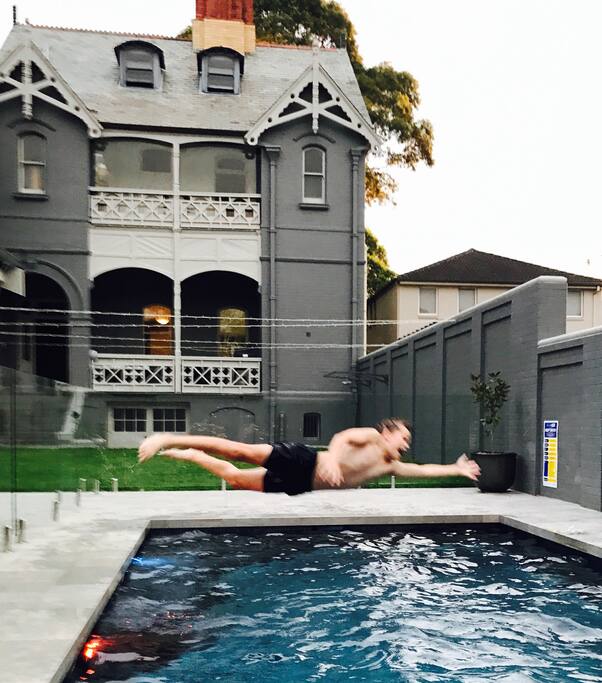 Gas heated fully tiled pool