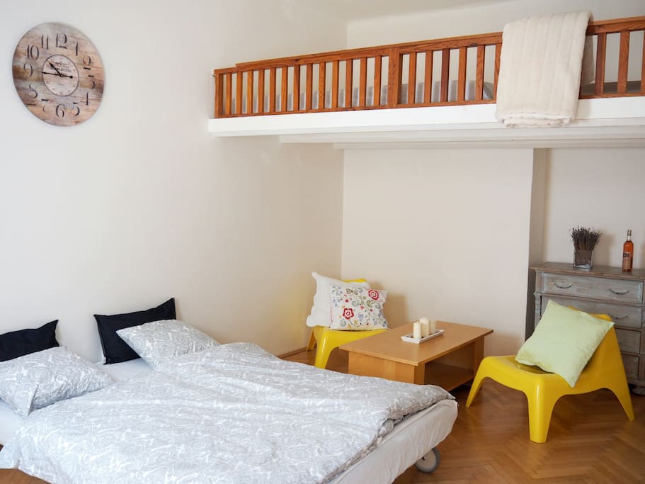 Spacious sofa-bed for 2 people and relax zone