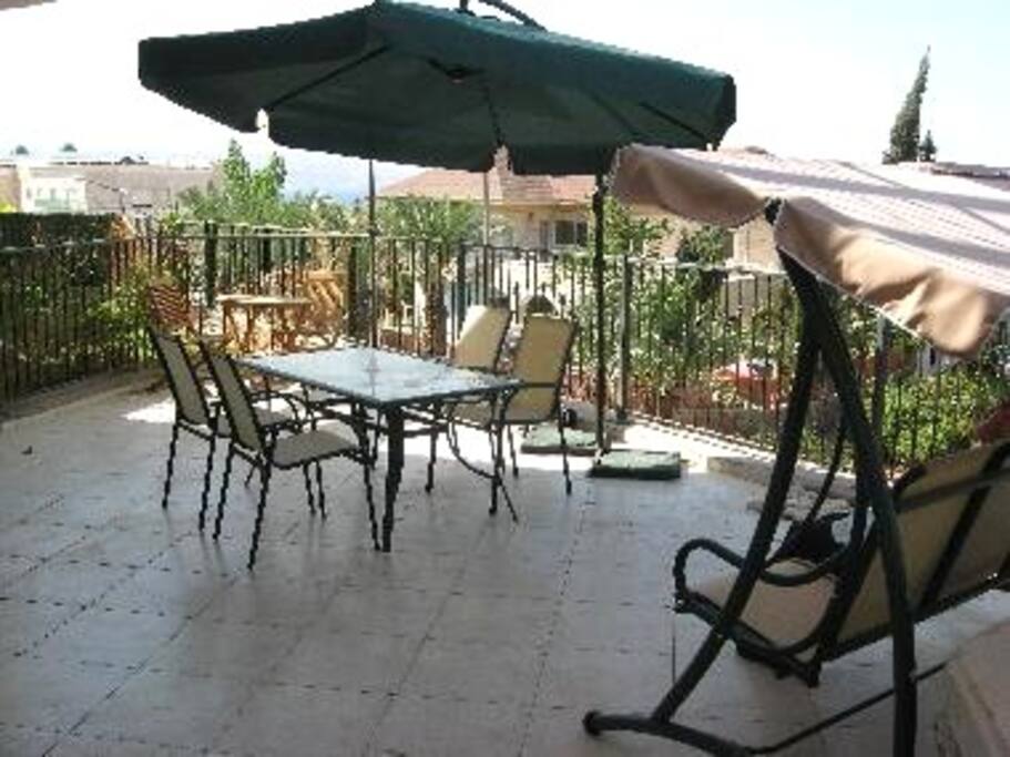 winter scene of patio