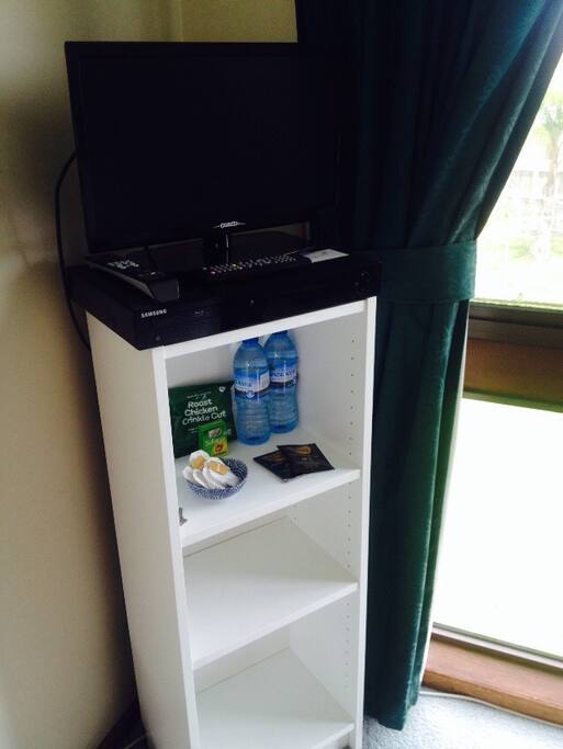 TV and DVD player provided. You're welcome to bring your own DVDs.