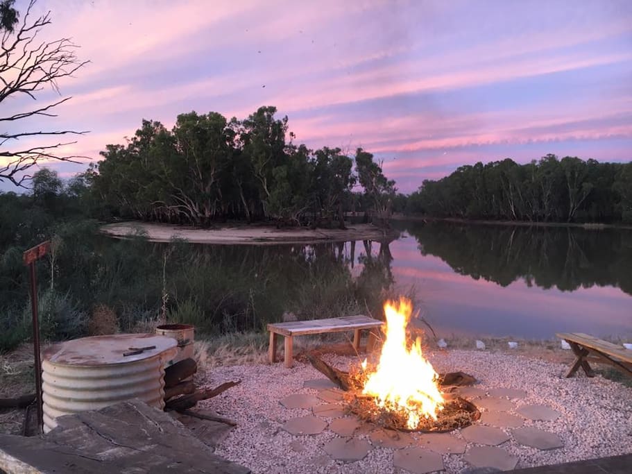 Outdoor paved firepit area with a view! - and wood ;) - image Jess Avery