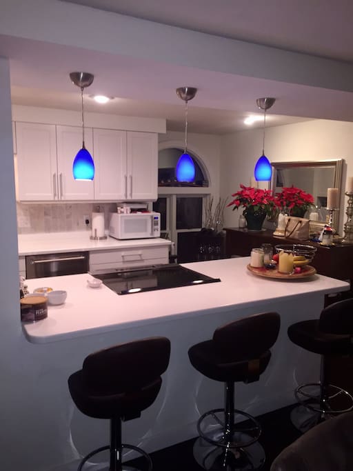 Kitchen opens into the dining area.