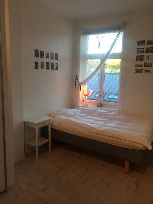 Bedroom 2. Two persons and one baby. The bed is 1,2mx2m – for two people who like each other.