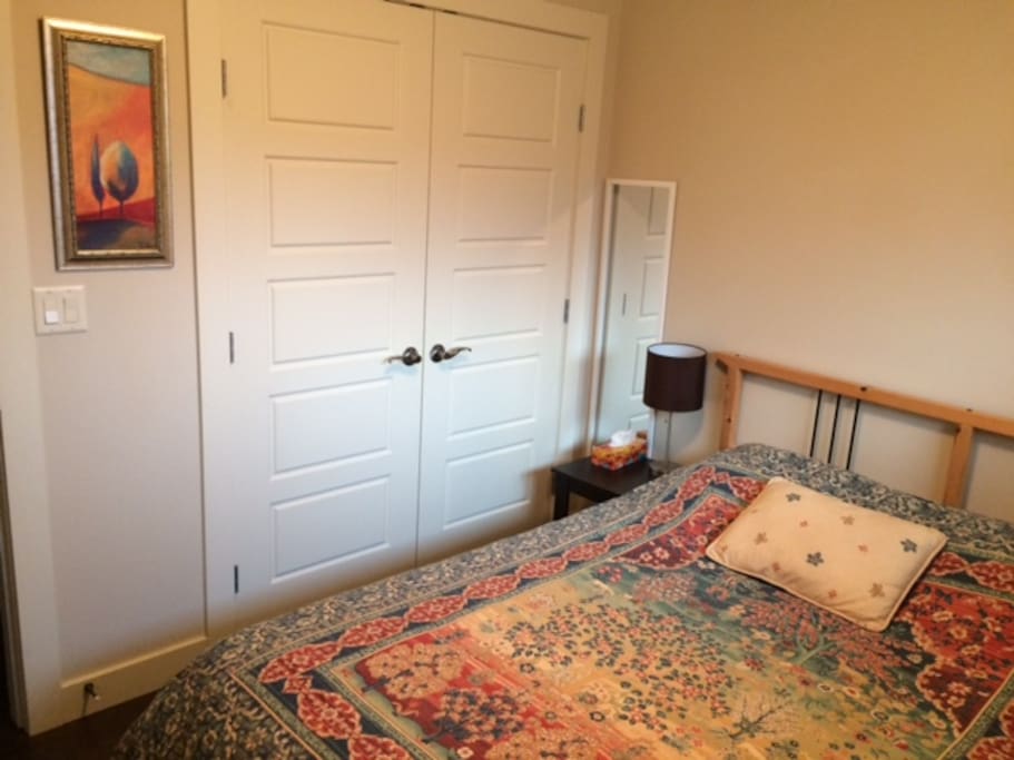this bedroom comes with a huge walk in closet