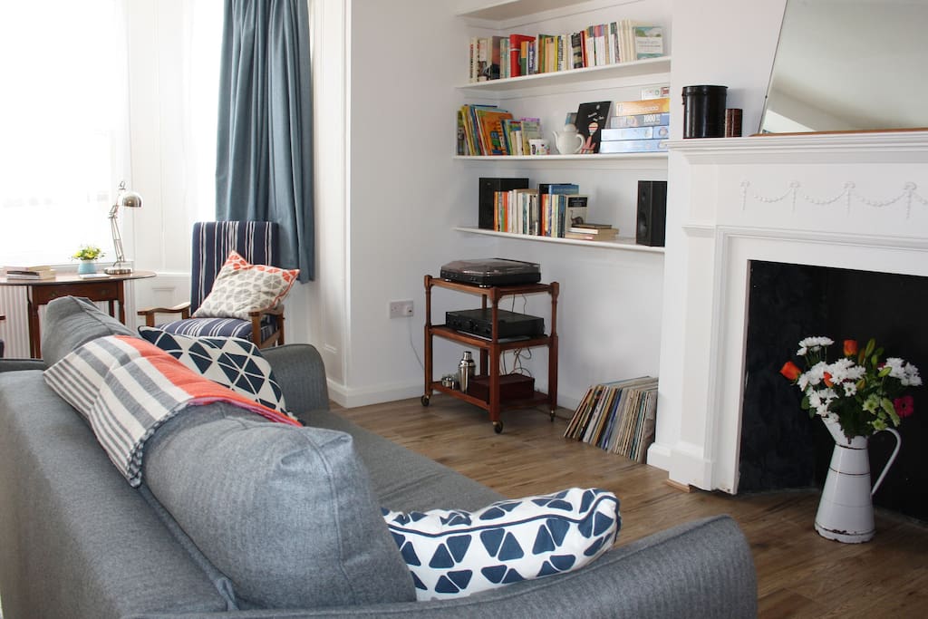 Sofa bed and records