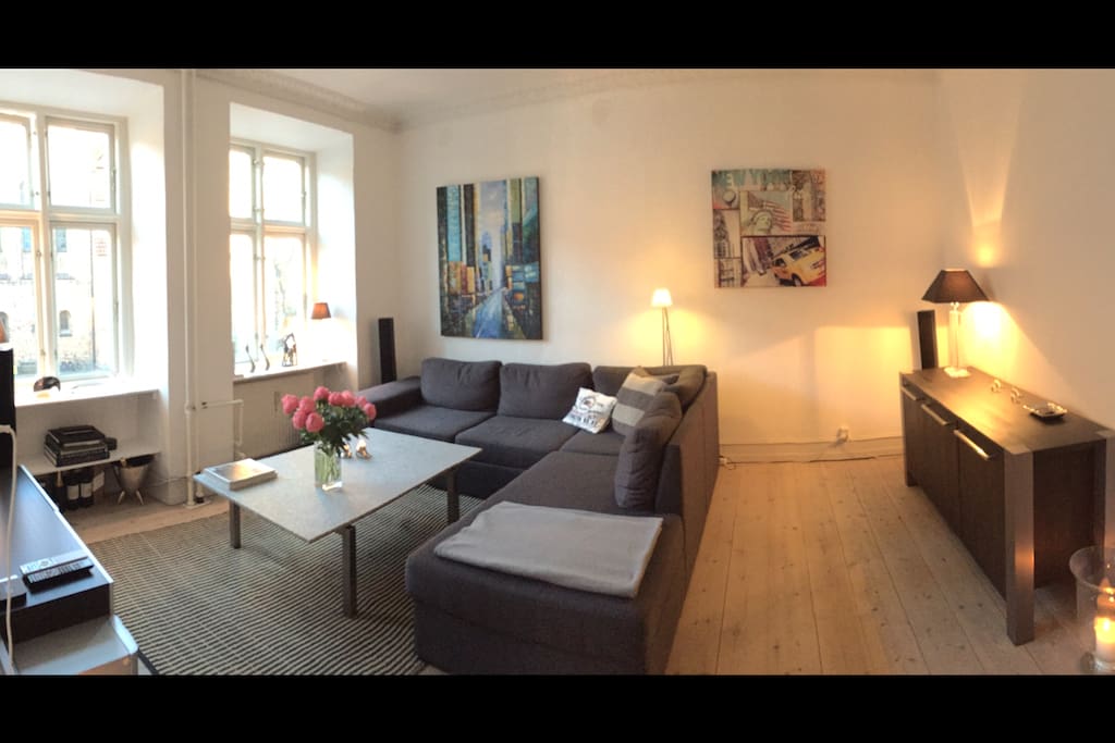 Panorama view of the Living room seen fra the dining room
