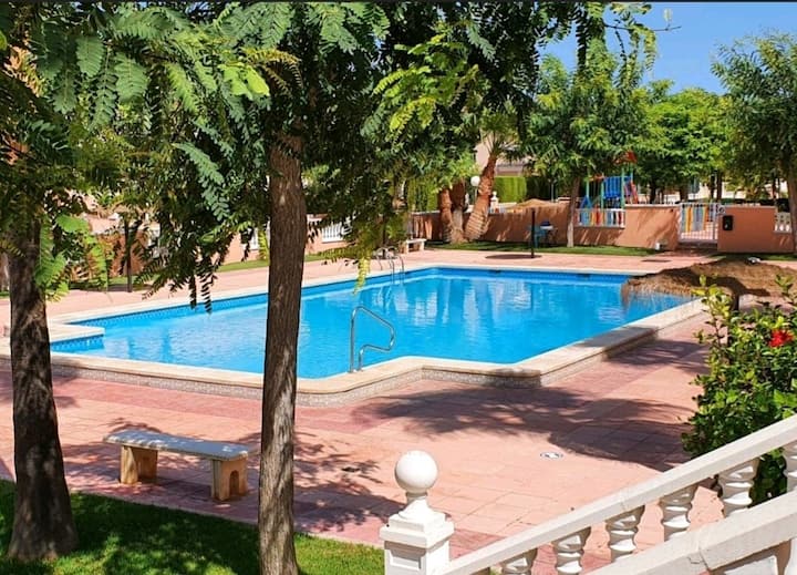 Accommodation and solarium in residential with pool.