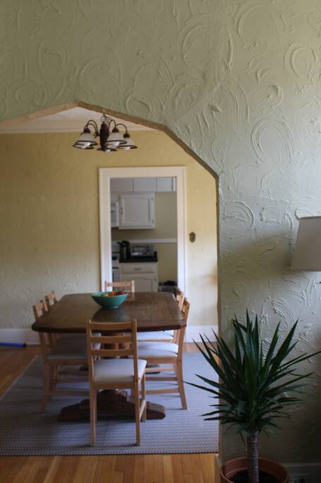 Dining room and kitchen space is open for guests.