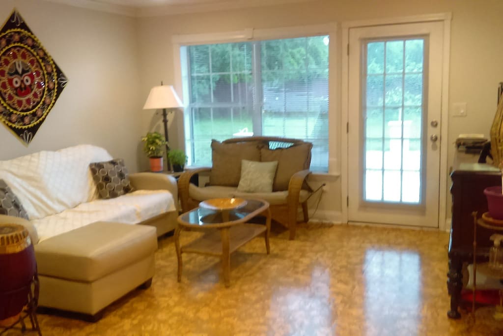 The back door leading to the patio and back yard