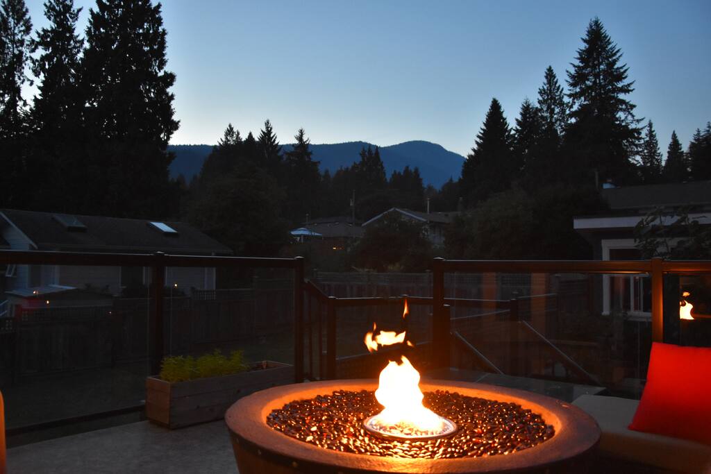 Outdoor fire table and patio furniture