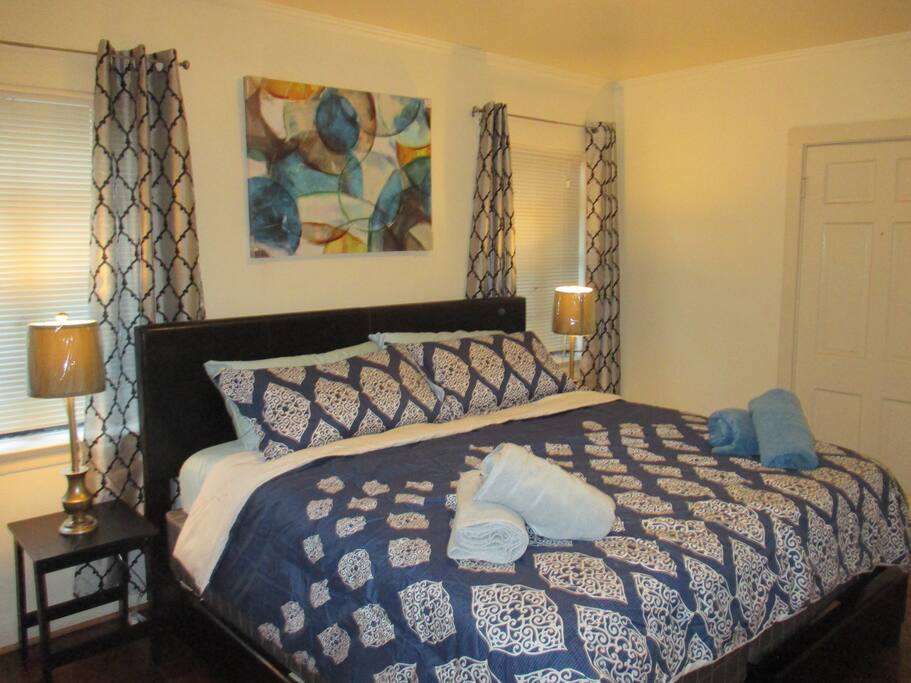 Bedroom with king size bed.