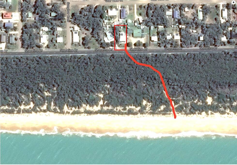 2 minutes walk across on track
