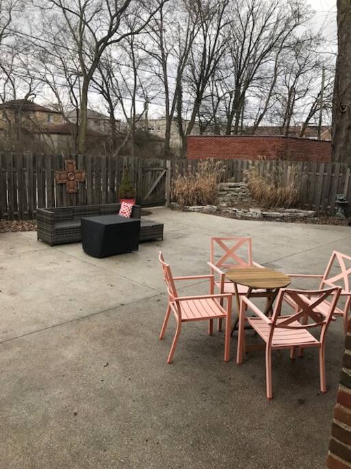Backyard with fire and plenty of seating