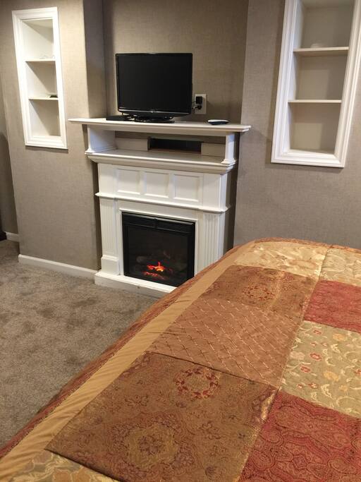 Fireplace from the bed