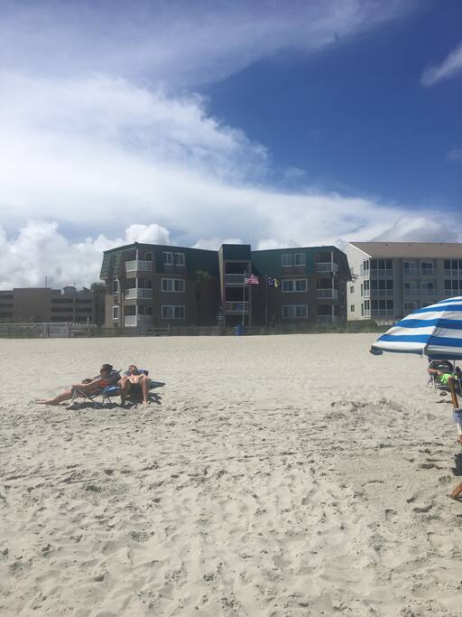 View of building from beach.