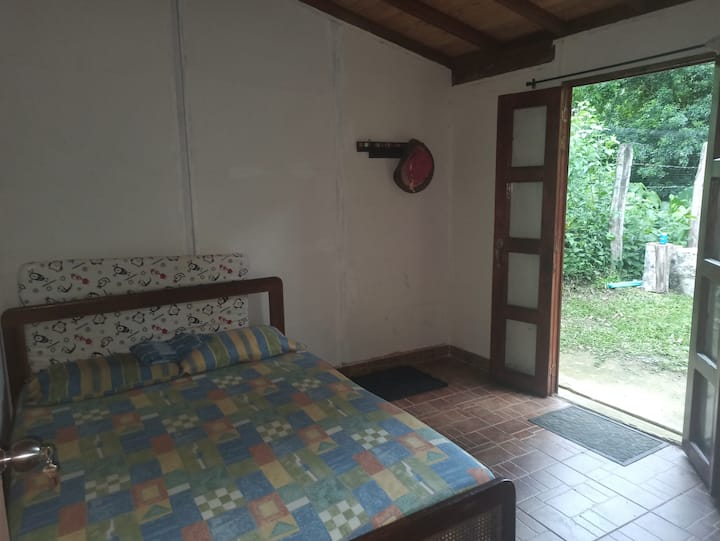 Chumba kikubwa cha kulala kilicho na mlango wa kutoka kwenye ua wa nyuma