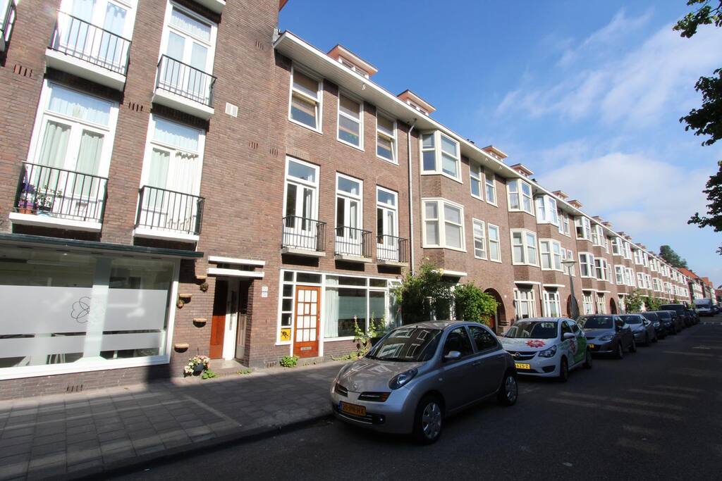 You can park on the street, right in front of the flat