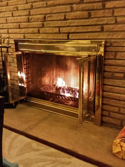 Actual wood burning fireplace, in the common area. You're welcome to sit and enjoy the warmth