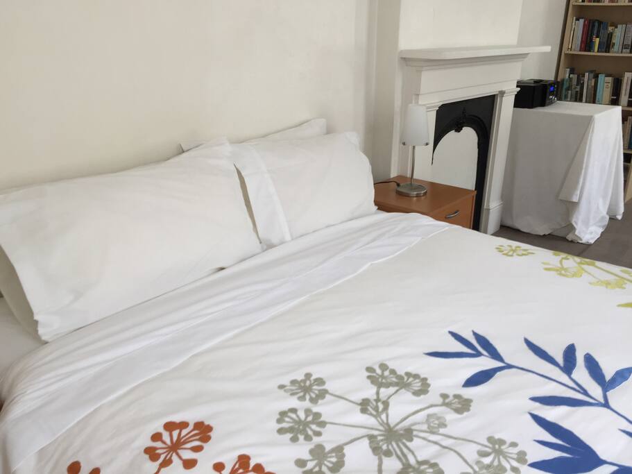 The apartment has one queen size bed
