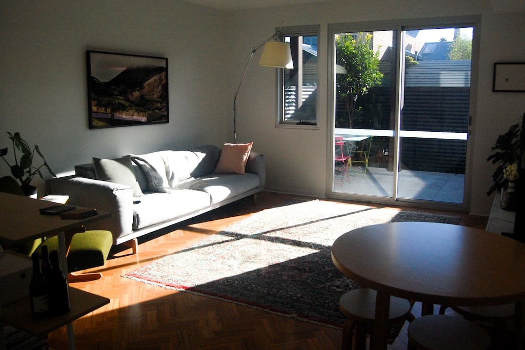 Living area with dining table