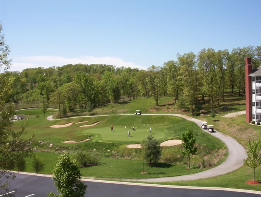 View from deck. 16th green of Thousand Hills golf course.