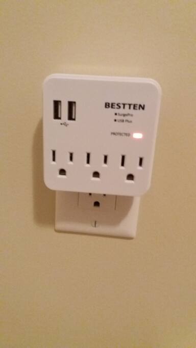 2 Multi Outlet Chargers in the room.