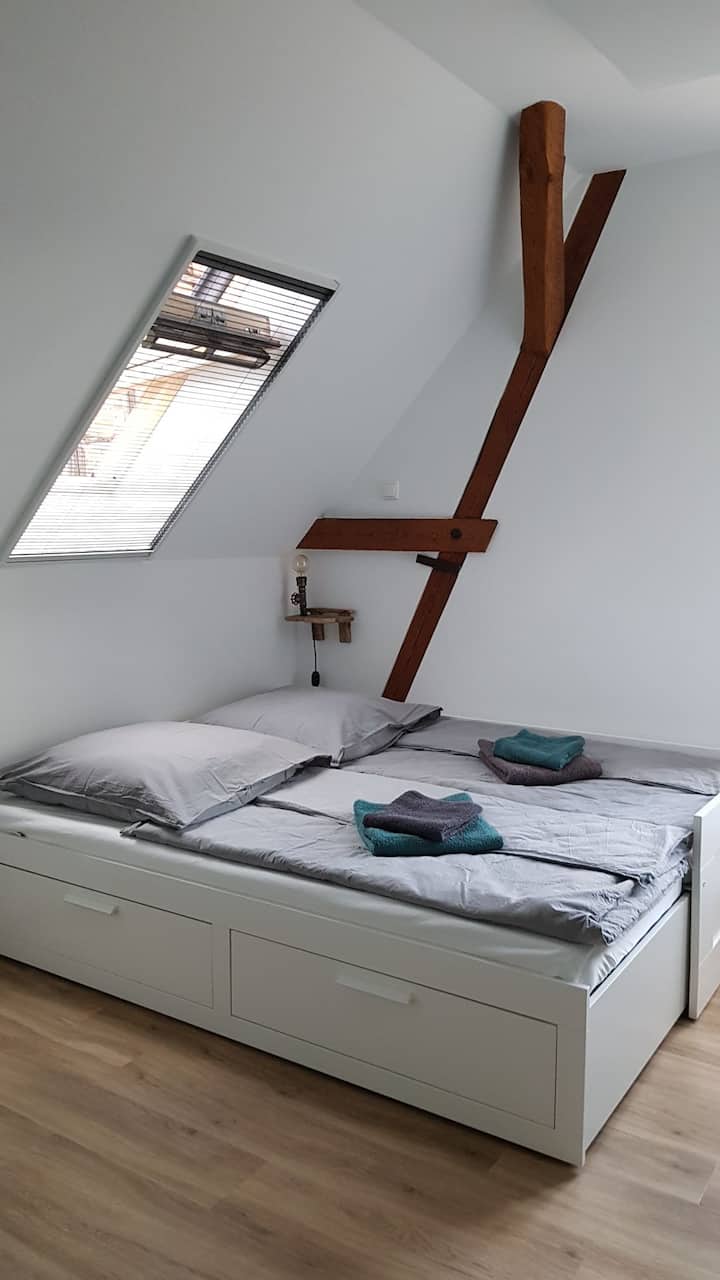 Dhoma e gjumit 1 (2 krevate) me grila insektesh dhe dielli