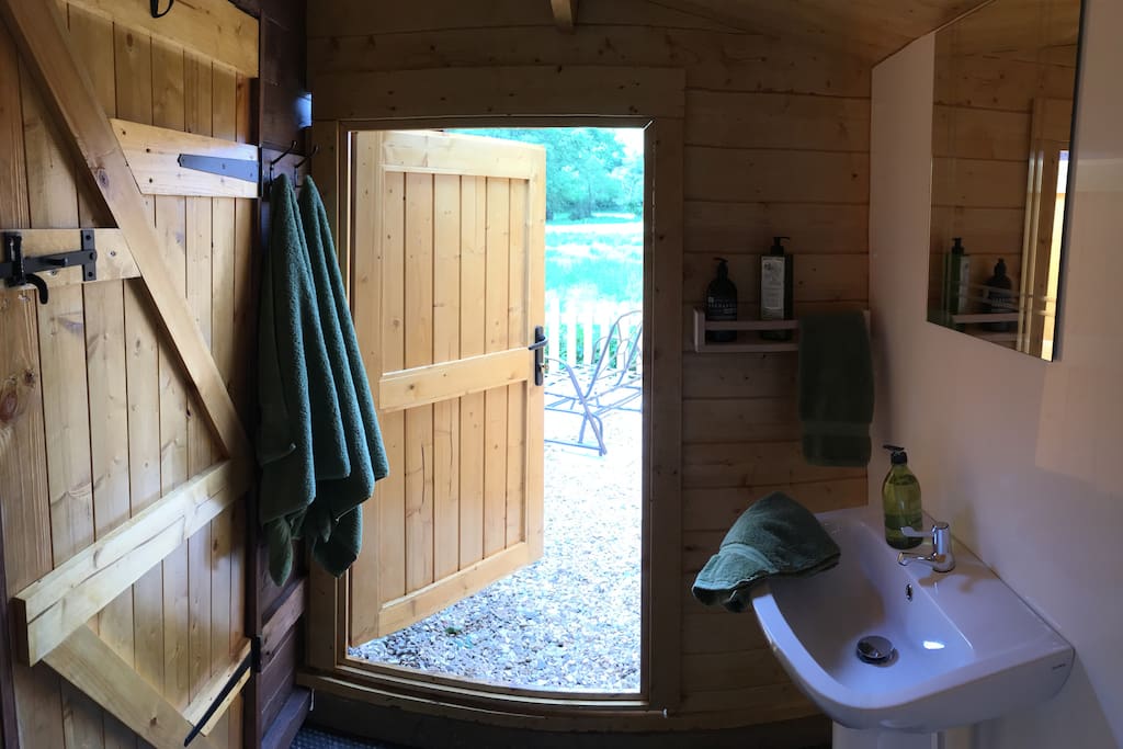 Wet Room with meadow views.