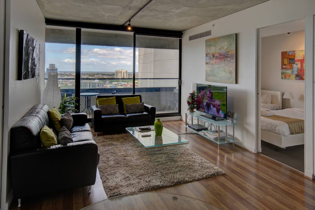 The view from the lounge overlooking the bay