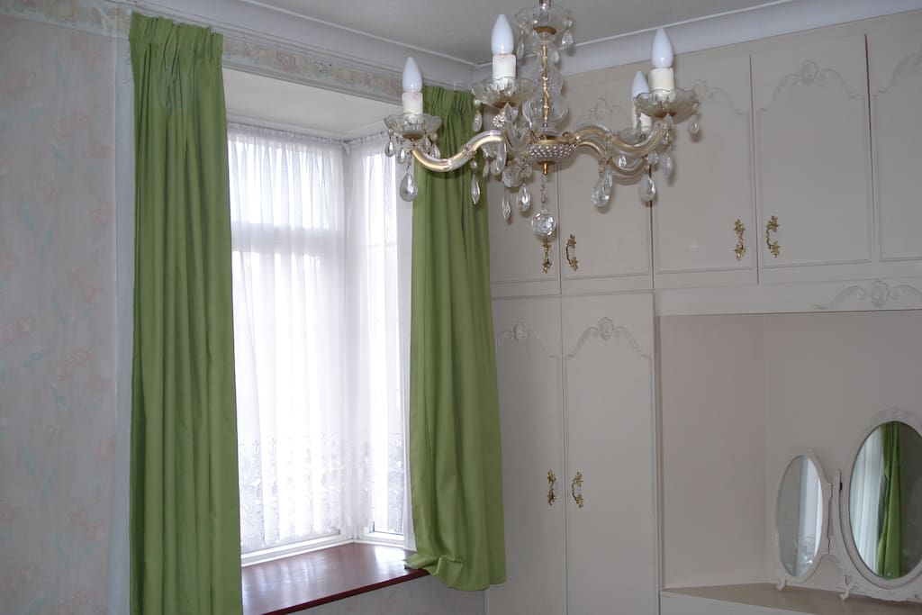 street side window in bedroom