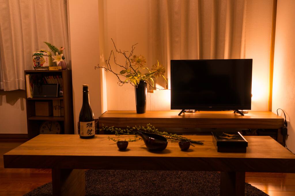 Cozy living room with indirect light at night. Good for your relaxing.