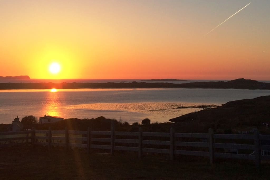 The sunset view over Owey Island from the back of my house