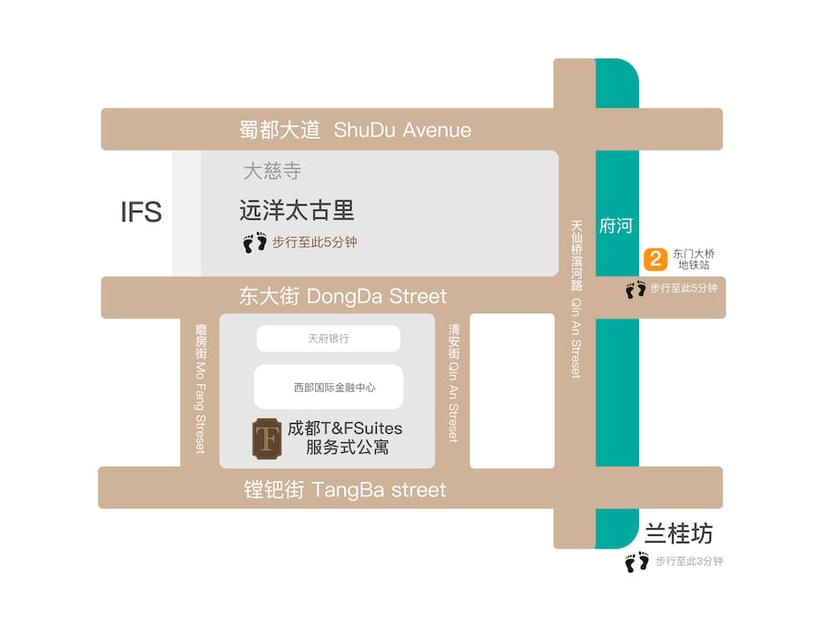 超赞的地理位置,位于成都最繁华的太古里商圈,俯瞰府南河和成都太古里CBD。在这里足不出户就能感受成都所有美食。