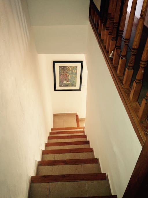 Looking down from the two upstairs bedrooms and small loo