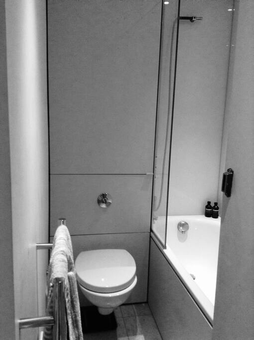 Bath with shower over