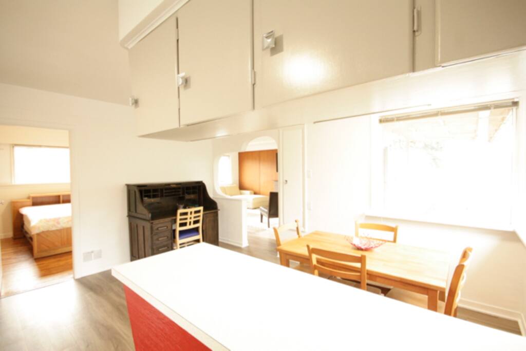 Desk area and eating nook