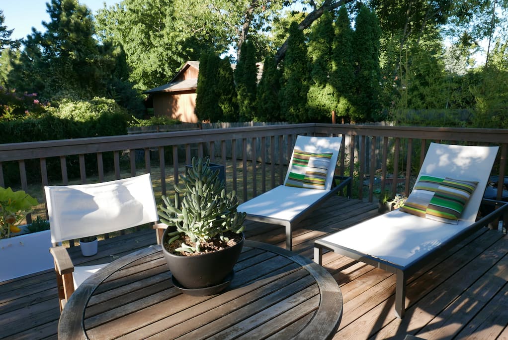 Backyard deck in summertime