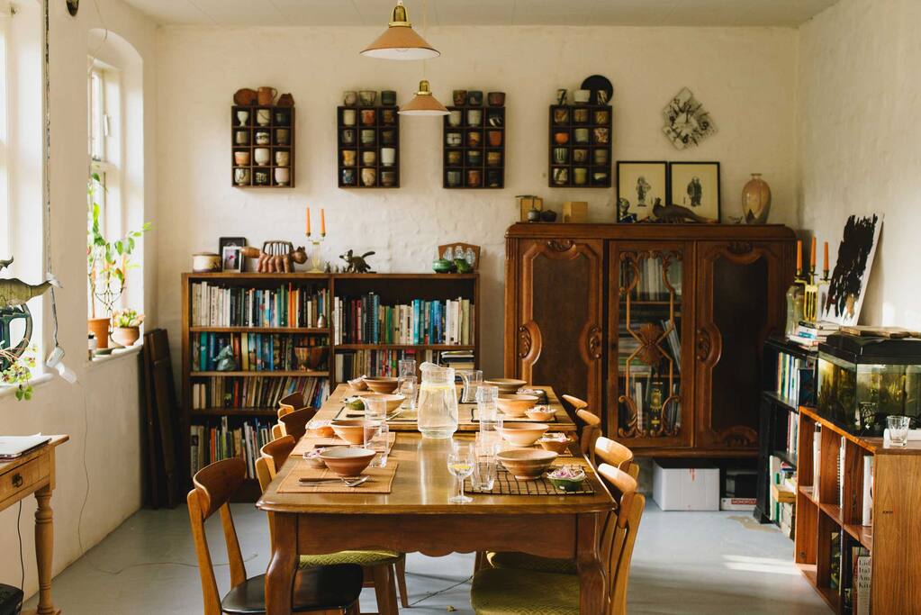 The communal dining area.