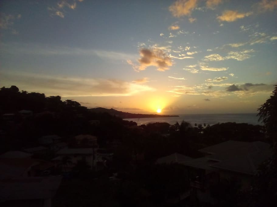 Sunset over world famous Grand Anse Beach