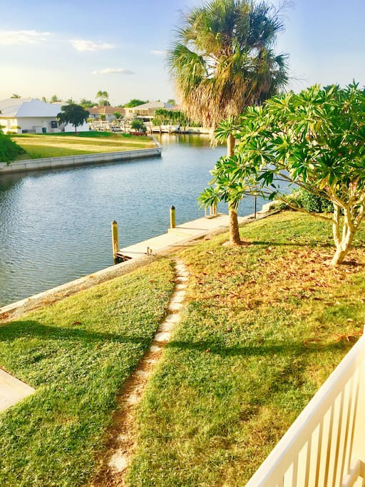View from balcony. Dock may be used to tie down a boat in the water.