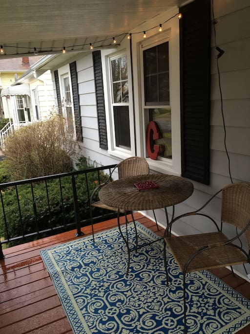 The front porch, perfect place just to relax with a cup of Joe or a late afternoon cocktail