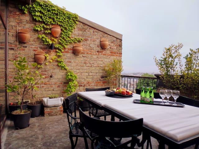 Penthouse Beyoglu: Elevator/lift-Terrace-View-AirC