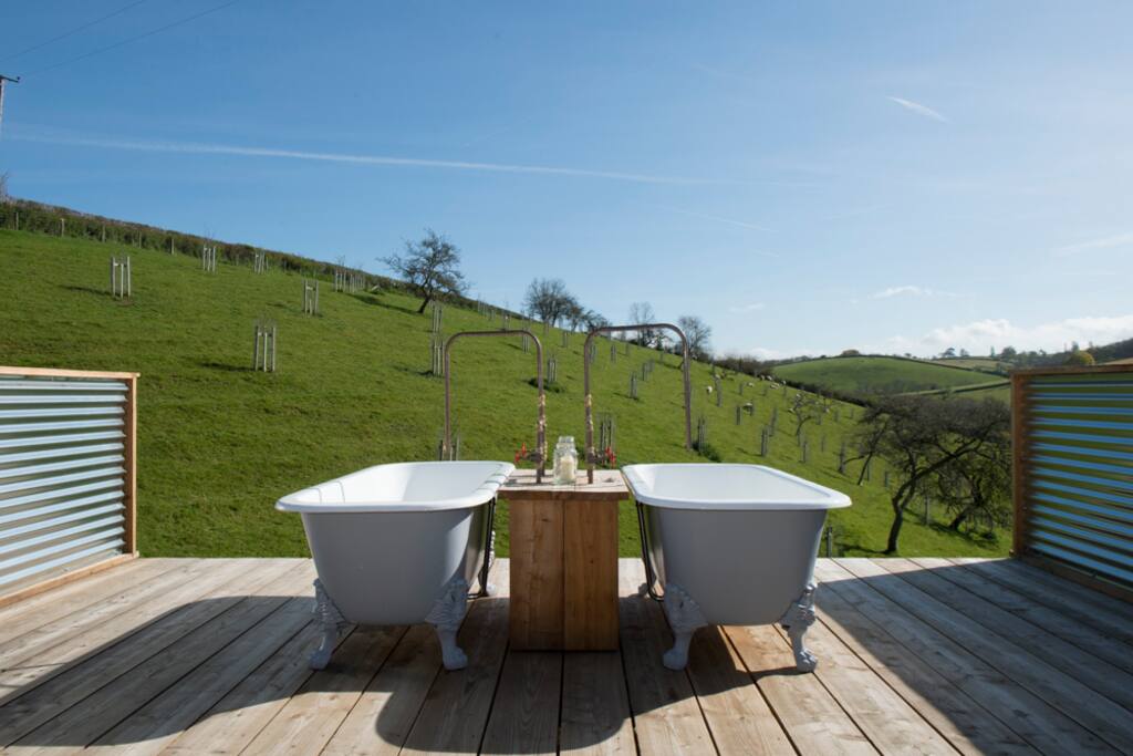 Private outside cast iron baths