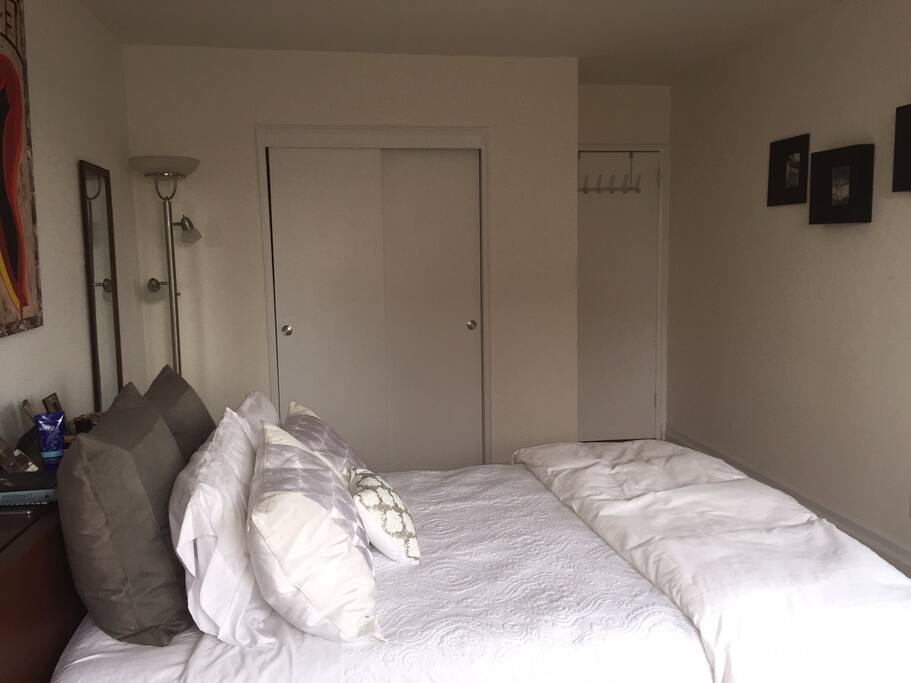 Spacious room great for storing suitcases, and hanging items.