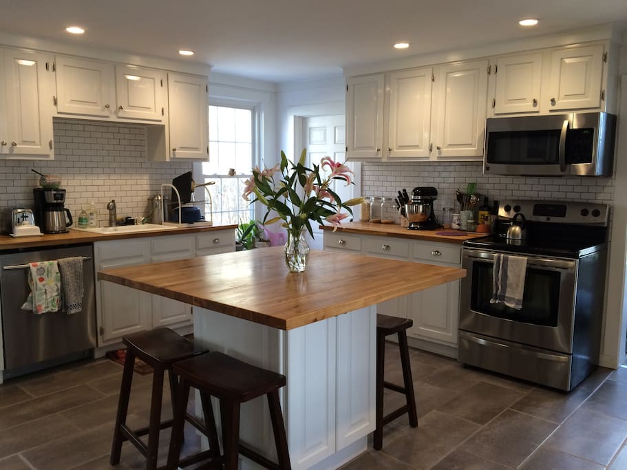 Spacious updated kitchen with center island.