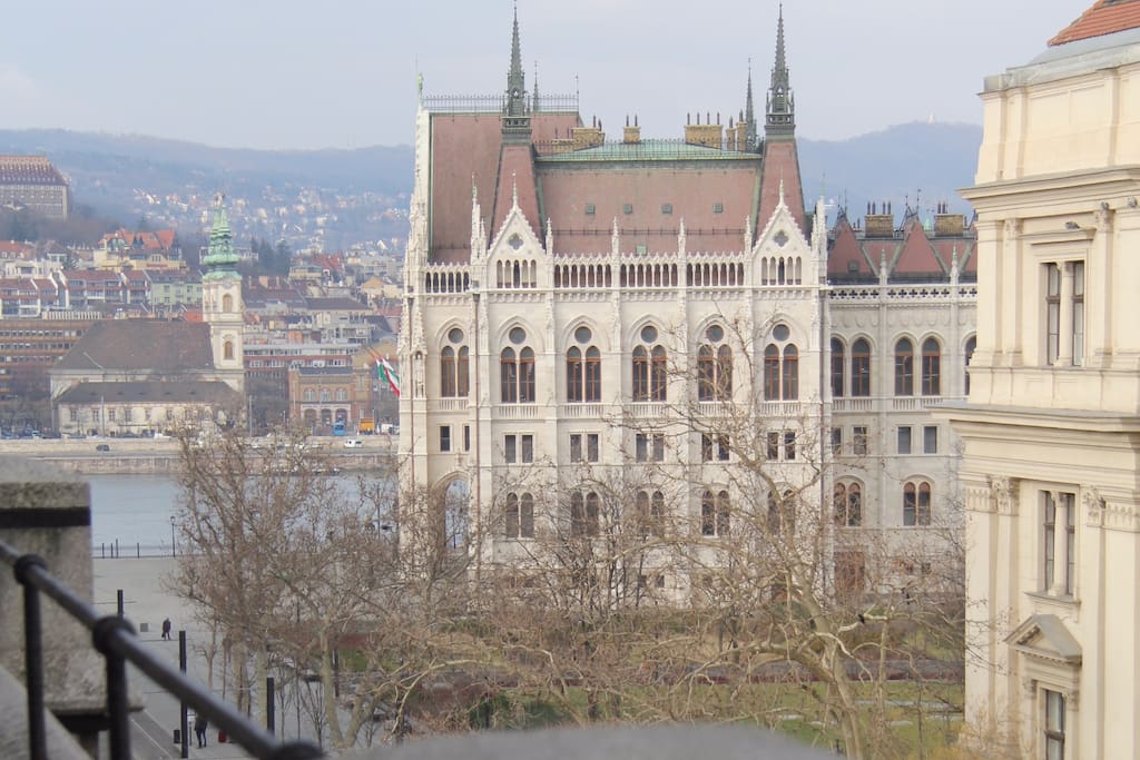 View from the balcony - Parliament and Danube