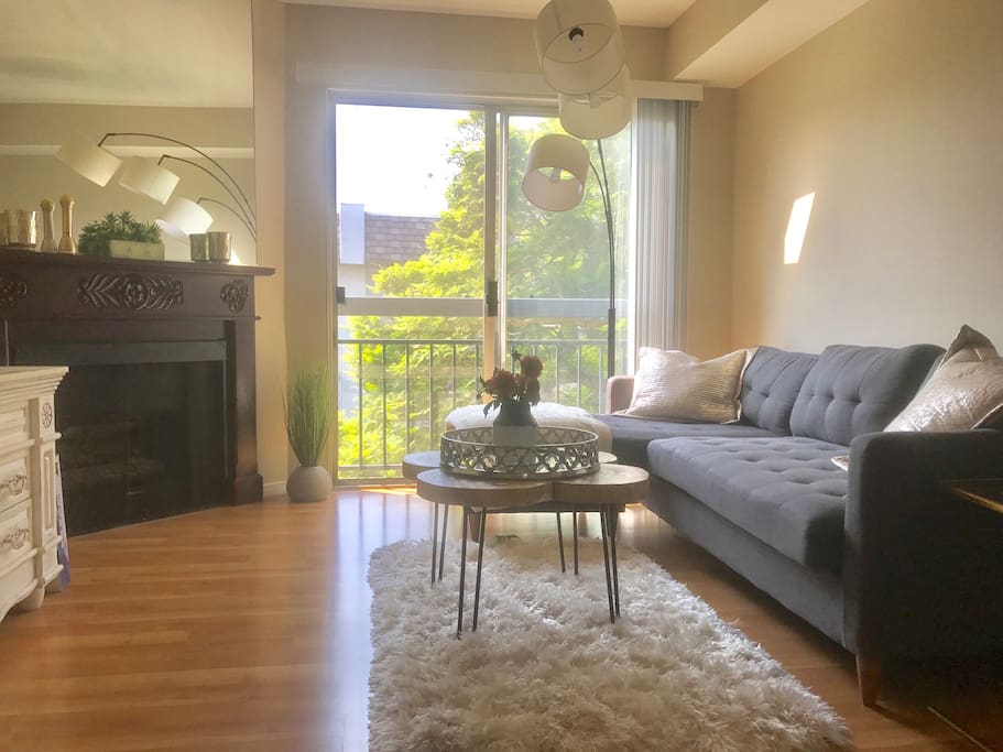 Living room with fireplace