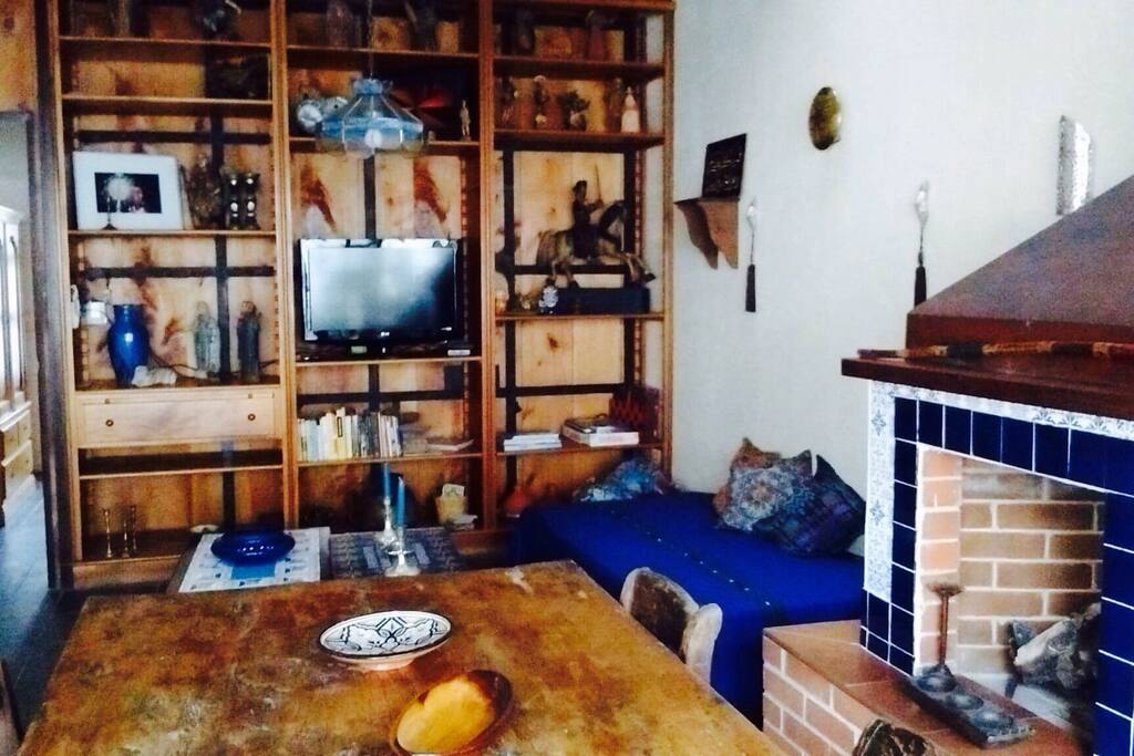 Area social , TV con Sky , chimenea, acceso a terraza .