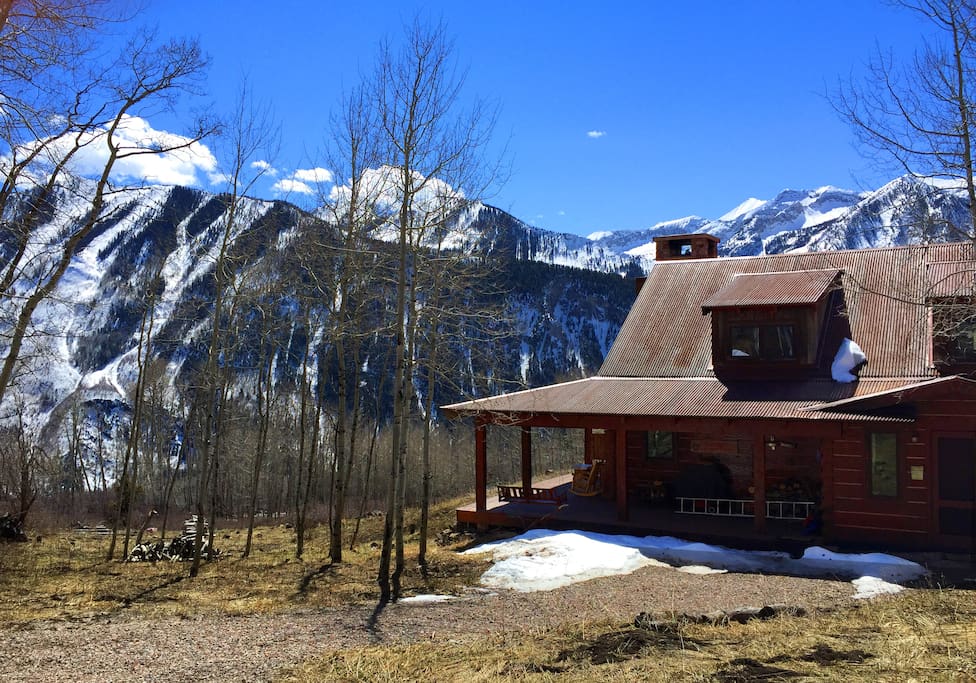 The Lodge (main house) at Slate Creek Ridge contains the kitchen, dining room, living room, master bedroom and a huge open loft and recreation room. Your own private 35 acres in the middle of the Colorado Rockies surrounded by the majestic peaks of the Elk Mountains in all directions.