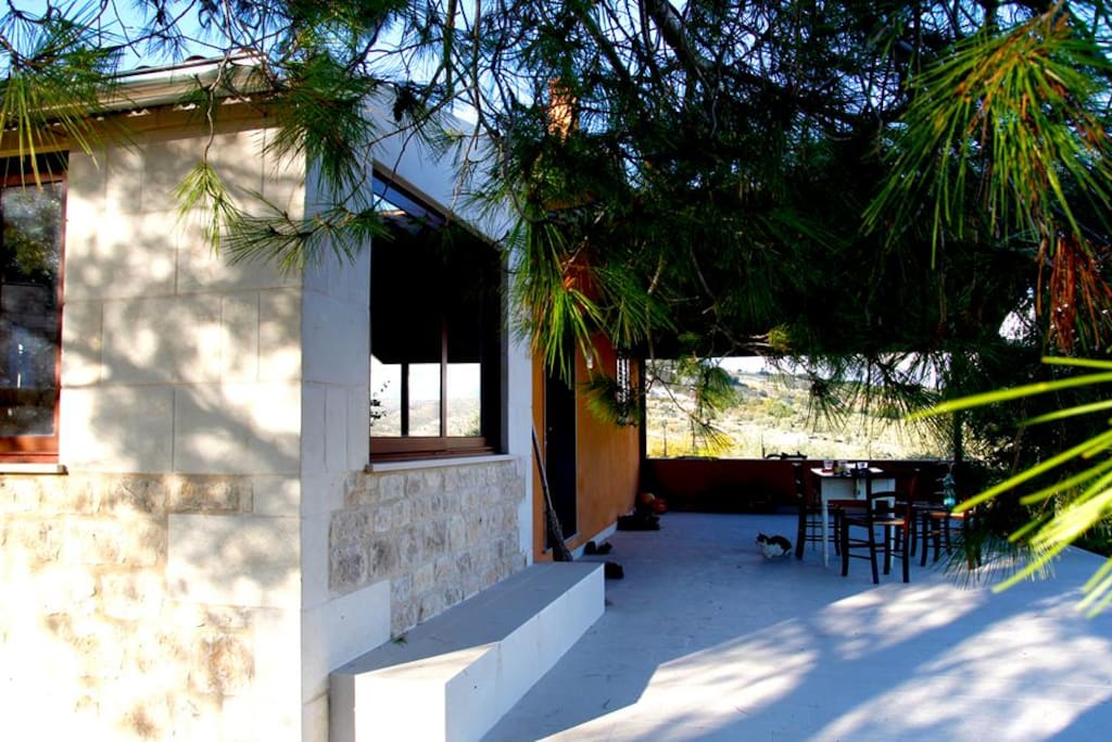 The terrace with table and chairs
